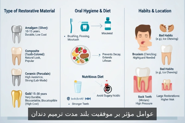 عوامل مؤثر بر موفقیت بلند مدت ترمیم دندان
